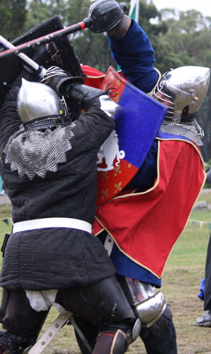 close up picture of two knights fighting