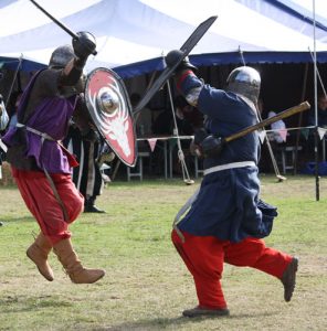two knights in armor fighting